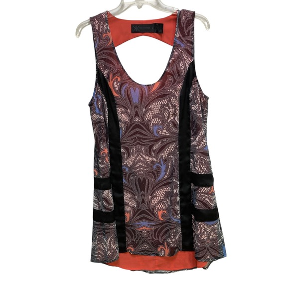 Kardashian Kollection Tops - Kardashian Kollection Womens L Paisley Lace Print Sleeveless Top Cut‎ Out Back